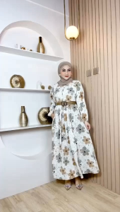 Dress wanita kancing motif etnik / gamis wanita kancing