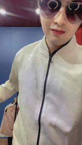 Áo khoác nam da lộn cổ bom bomber thu đông ấp áp