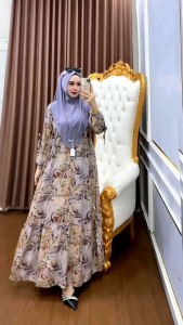 GAMIS SET HIJAB SEGI 4 2025 Daster Murah MOTIF BUNGA RESLETING DEPAN MURAH TERBARU