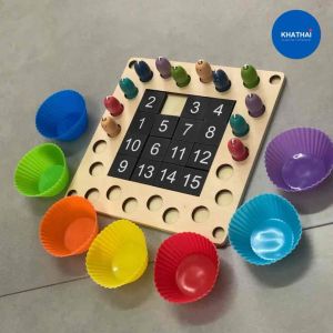 ของเล่นไม้ เสริมพัฒนาการ 5IN1 แยกสี  ตกปลา เรียงเลข เรียงเป็นภาพ เรียงเป็นมิติ BB-FW-4306