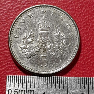 Koin British Koleksi Kuno Jadul Lawas Five Pence Kecil Tahun 1991 BEKAS