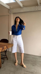 PLOWBRANDS - Urban breeze short ผ้าลินิน *เลือกไซส์เผื่อแน่น1ไซส์  กางเกงขาสั้น S-2XL Effortless elegance meets everyday comfort. Premium Linen blend Tailored Bermuda length Highwaist and Flattering fit and functional pocket