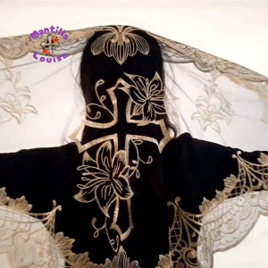 Mantilla Kerudung Misa Gereja Katolik Gaya Spanyol Impor Catholic Veil - Cross & Lily