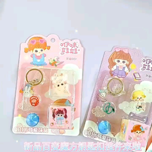 Cute rubik cube magic cube keychain with bell creative key ring wallet bags