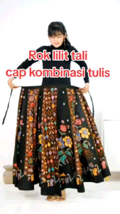Rok Lilit Batik Cap Kombinasi Tulis - Warna Hitam Series - Batik Cap Kombinasi (Bukan Batik Print) - Fashion Batik Wanita - Batik Cap Kombinasi