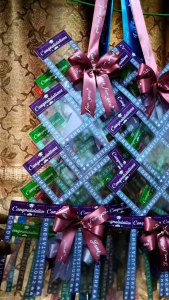 ่พวงมาลัยใส่เงิน ใส่ได้ 20 ใบ #ขอบลาย congratulation  สีริบบิ้น ทักแจ้ง