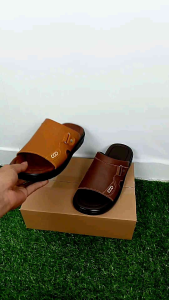 Dép nam da bò dép nam quai ngang DC18  màu bò nâu đen chất lượng rẻ bền đẹp