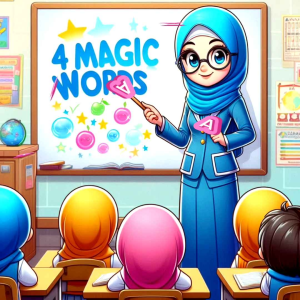 TATSBITA Pajangan Hiasan Dinding Dekorasi Wall Decor 4 Kata Ajaib Permisi Maaf Tolong Terima Kasih - Untuk Kelas Sekolah TK/SD Ukuran 30x40cm