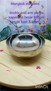 Mangkok Korea Dua Lapis Stainless Steel Anti Panas 800 ml