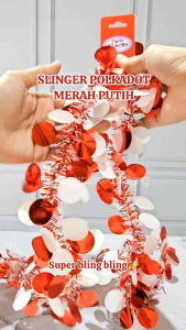 slinger merah putih polkadot 17 agustus bulu rumbai tali dekorasi dirgahayu republik indonesia ri hiasan hut hiasan kantor sekolah rumah kemerdekaan 17 agustus ulang tahun