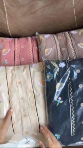 Gamis dress katun linen bordir premium