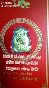 Phong Bao Lì Xì Thần Tài vàng 24k thật 0.1gram quà tặng lì xì ý nghĩa ngày Tết Thuylamshop