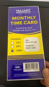 Valiant Clock Time Card