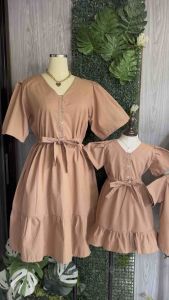 Meera Mother and Daughter Family Twinning Dress Set in Mocha