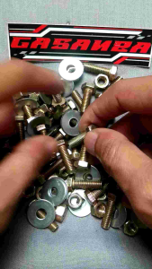 100 SET - Baut 10 Panjang 20mm/ Baut Hexagon M6x20 + Mur + Ring Plat