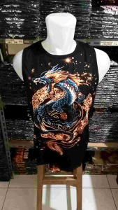Kaos dalam singlet pria dewasa tanpa lengan - MOTIF NAGA BIRU - By. Visell Collection389...