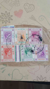 Vintage Rare 1946 Hong Kong King George VI Definitive Series 20ct 50ct $1 $2 $5 $10 6 Stamps Used. *Stamps cut from envelope conditions as shown in pictures  Catalogue HK 1946 #06