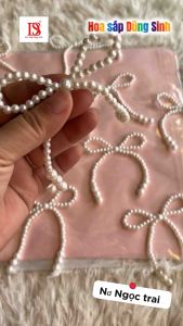 [ A499 ] Sỉ bịch 5 - 10 cái Nơ Ngọc trai nhựa trắng 8cm * 9cm trang trí bánh kem bó hoa sáp hoa tươi decor hanmade