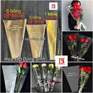 [ T236 ] ( Tập 50 tờ ) Sỉ Túi bóng kính đựng hoa gói hoa 1 bông - 3 bông - 5 bông hoa tươi hoa giả
