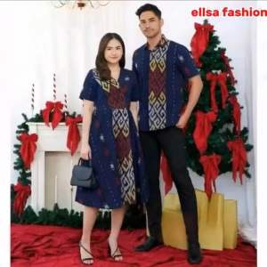 ellsa fashion-baju tenun ethnik kemeja pria slimfit dan dress dewasa couplebaju natalbaju kondangan
