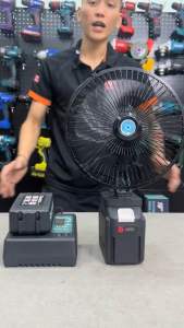 Quạt 8inch Boshun có 2 lấc chỉnh gió có lấc xoay dùng pin chân phổ thông 4cm