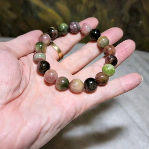 12mm Old mine multicolor Tourmaline bracelet [Natural Crystal] 12毫米全天然多色巴西老矿碧玺手链