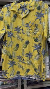 เสื้อเชิ้ต ฮาวายลายสัปปะรด M-4Xl มี 6 สี ไม่ร้อน ใส่สบาย แห้งง่าย เย็นสบาย ผ้าสปันนุ่ม  เสื้อเชิ้ตฮาวายเกรดคุณภาพ