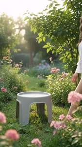 MULTI-PURPOSE PLASTIC STOOL FOR HOME BATHROOM GARDEN & OFFICE – MODERN LIGHTWEIGHT STOOL WITH STRONG DURABLE DESIGN WIDE ROUND SEAT STABLE LEGS EASY TO CLEAN SURFACE & SPACE-SAVING COMPACT SIZE – PERFECT FOR EVERYDAY USE 19