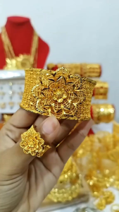 PERHIASAN SET GELANG KENDARI + CINCIN PERHIASAN DUBAI TERBARU