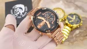Jam Tangan Pria Diesel 2 Waktu Aktif Rantai Steinless Solid Free Box