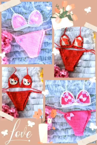 บีกินนี่ถักไหมพรม คอตตอนนม  แฟชั่นเด็กผู้หญิง