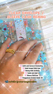 clear envelope / sleeve cash bening tempat uang transparan untuk binder A6