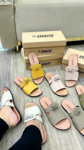 Sandal flat wanita kulit papirut garut model sol BK
