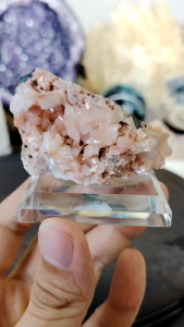Natural Precious India Pink Candy Heulandite Crystal Druzy Ornament X17 #Naturalcrystal #homedecor