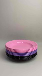 (6 pcs / 1 lusin) - Piring Semi Melamine Bulat Dinnerware 9 inch / 23 cm Piring Makan Semi Melamin Piring Plastik Tebal Dinnerware Peralatan Makan Serbaguna