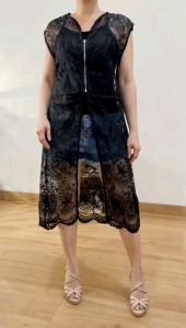 ●ECLAIRE● 003 Long Vest Cardigan Sleeveless Organza Bordir Embroidered Korea Kasual Mode Trendy Unik Malam Pesta Import 27790