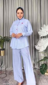 Cherry one set kemeja stripe