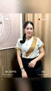 เสื้อรุ่นคอตั้งแต่งลายไทย(เบียง) ยูนิฟอร์มพนักงาน ชุดพนักงานนวดสปา