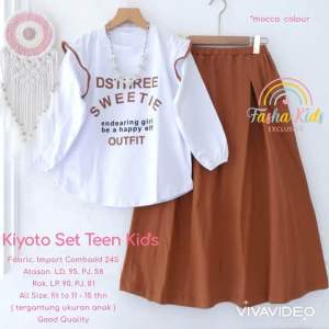 [[ New Arrival ]] Setelan Baju Muslim Anak Remaja Perempuan Kaos Lengan Panjang Dan Rok Kiyoto Kinan Venus Melodia Set Kids By Fasha