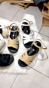 Chunky Heels Maria Sandals Made in Liliw Laguna - Brown White Beige Black - Strappy Ankle Strap - Thick Platform Sole - Casual Wear