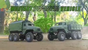 Xe tải quân sự - Xe đồ chơi điều khiển từ xa 4 chiều (RC) 2 cầu sau giảm sốc 6 bánh xe Xe quân đội lốp xe cao su