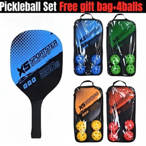 Pickleball Rackets Set Pickleball Paddle Set of 2 Rackets and 4 Pickleballs Balls Pickle