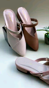 Sandal slop wanita hak 3cm sendal selop hell matahari