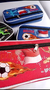 DOMPET PENSIL tempat pensil anak laki laki 2 resleting motif bola timnas