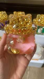Mèo thần tài phủ nano VÀNG24k tặng kèm đế đèn.trang trí làm đèn ngủvv..