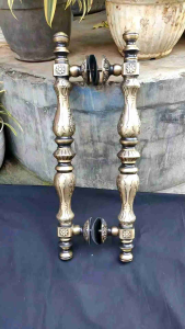 Handle Pintu Rumah Kuningan Antik Motif Bintang Kotak 53 cm 2 Pcs