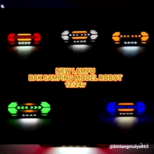 12V-24V Lampu Bak Samping Model Robot Lampu Bak 2 Mode Running Universal