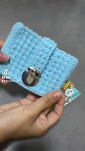 Handmade multiple colours crochet ladies buckle cardholder / wallet