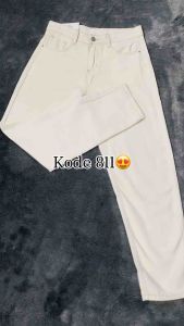 LUCRETIA - 811 Celana jeans panjang wanita high waist korean style Boyfriend jeans import bahan tebal kekinian