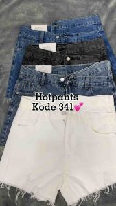 LUCRETIA - 341 Celana jeans ripped pendek wanita korean style hot pants import double button hook termurah